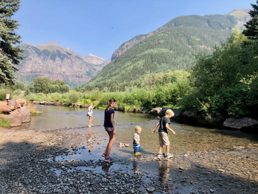 Telluride in summer, playing in the San Miguel River