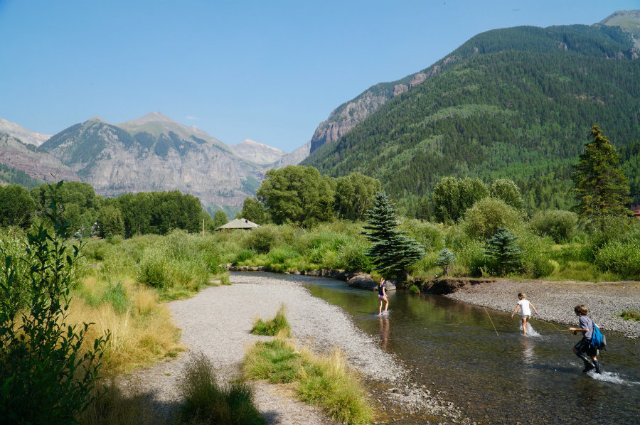 Having fun in the San Miguel River in Telluride