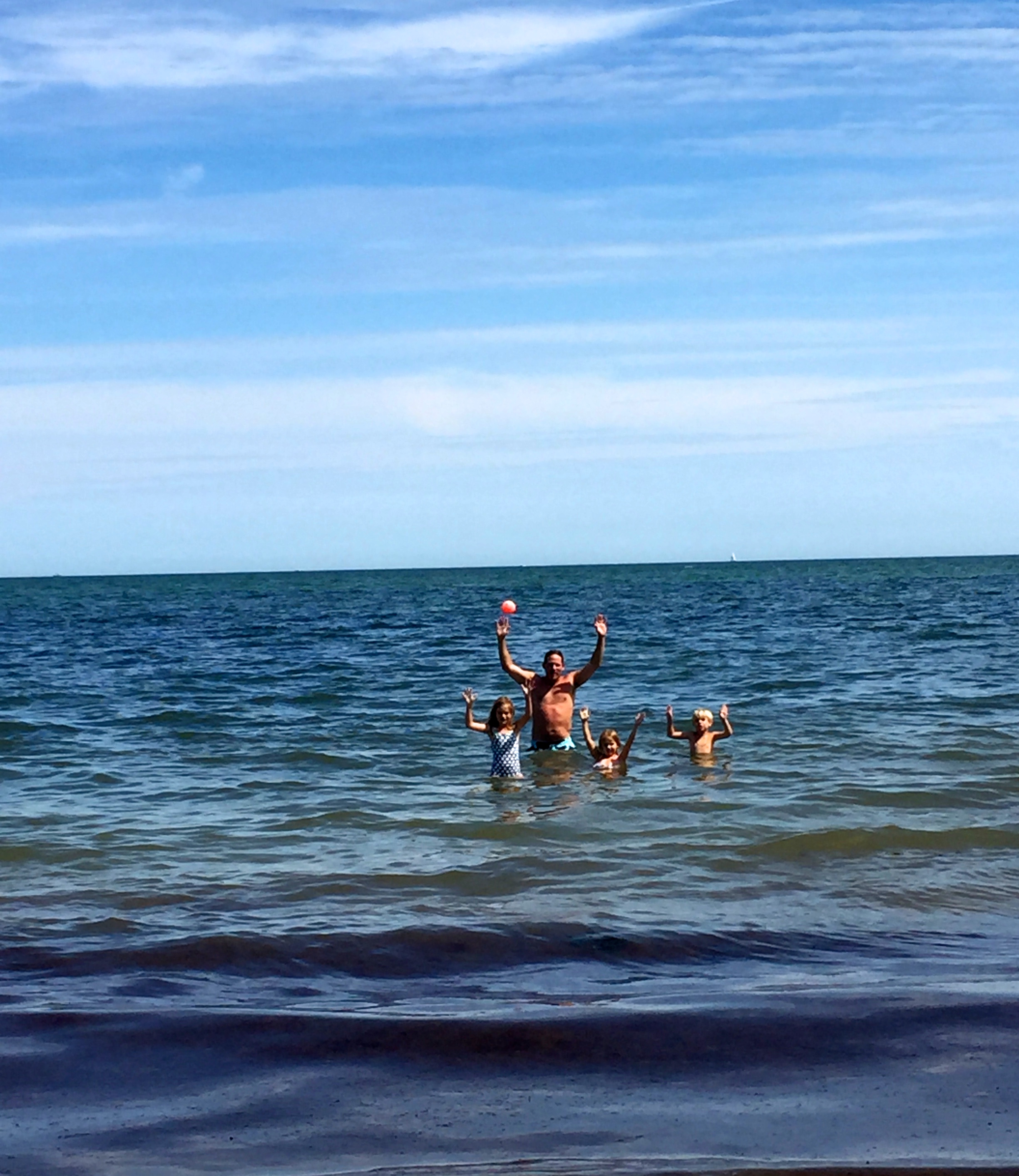 Uncle Whit swimming with the kids in Osterville, MA.