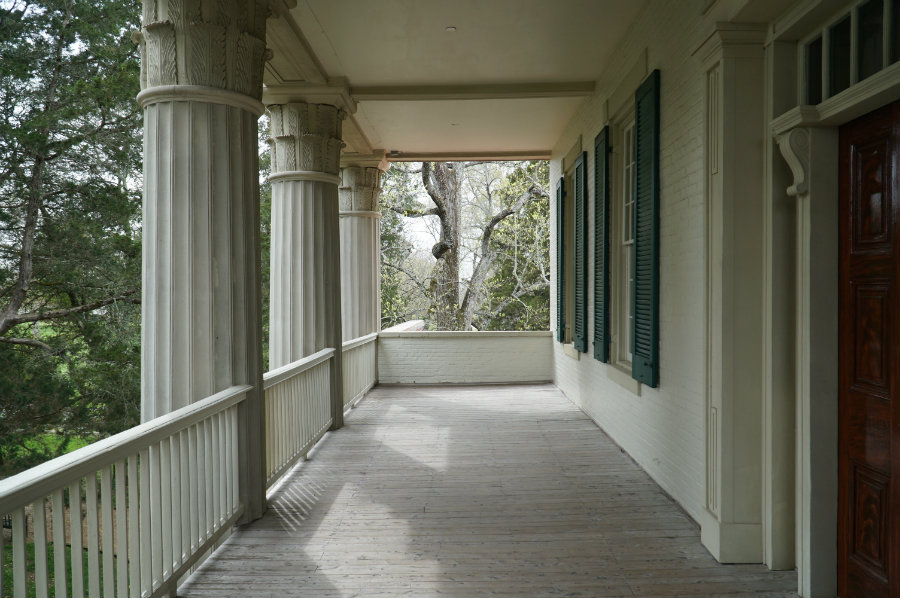 Ourside the upstairs porch at The Hermitage in Nashville, TN