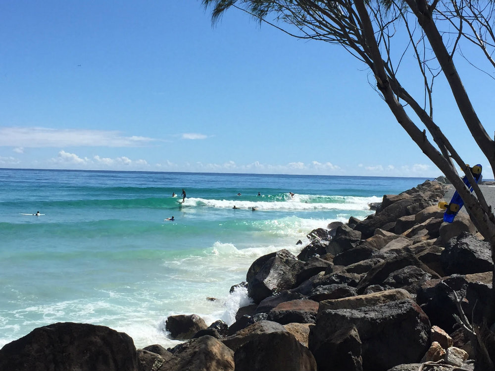 Surfers out on the ocean in Australia.