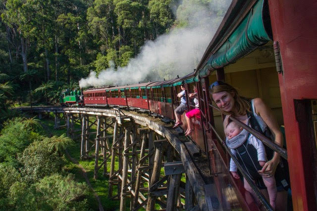 Taking the Puffing steam train in Australia.