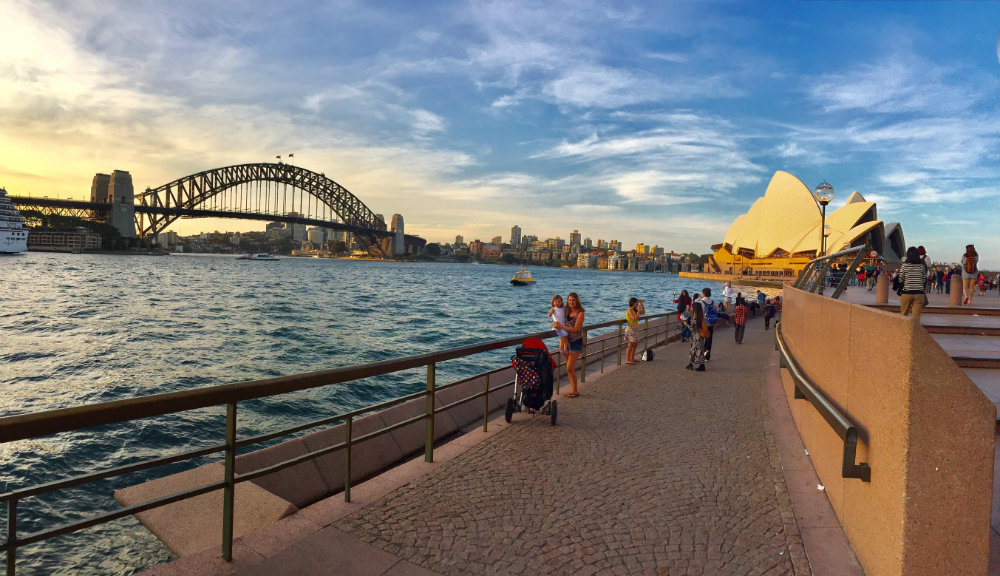 Hanging out in Sydney harbor in Australia on the motorhome trip.