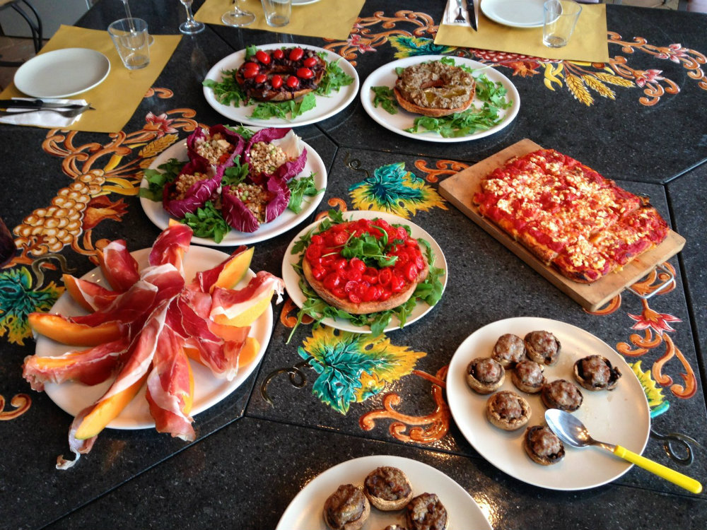 Delicious food for dinner in Tuscany