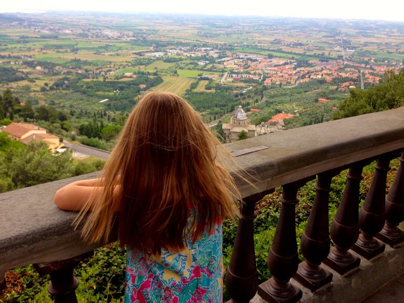 Looking out on the countryside from the hilltop in Cortona, Tuscany.