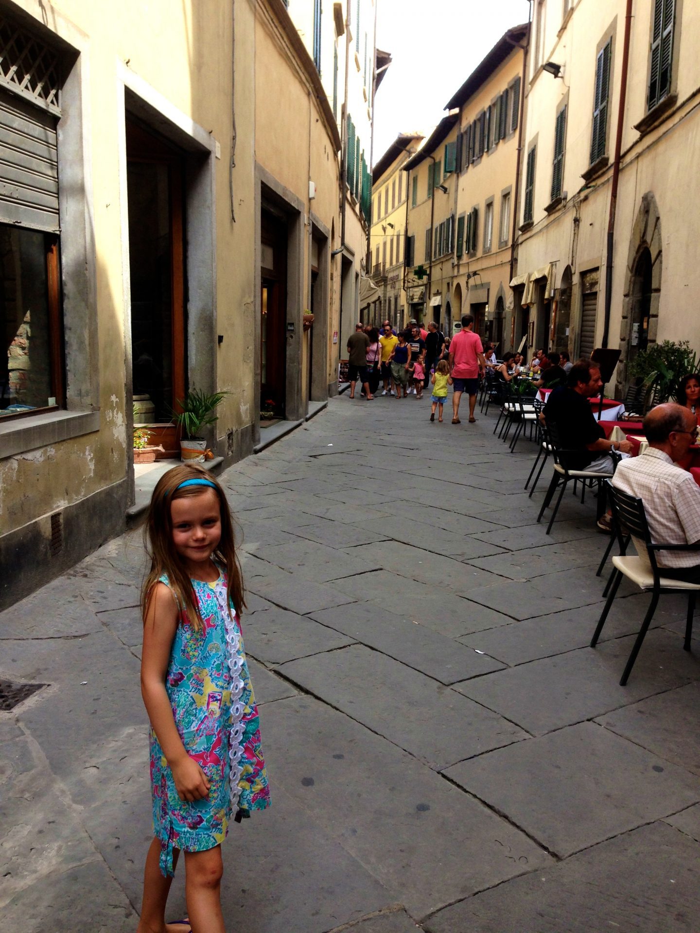 Walking in the cobblestone streets of Cortona, Tuscany.