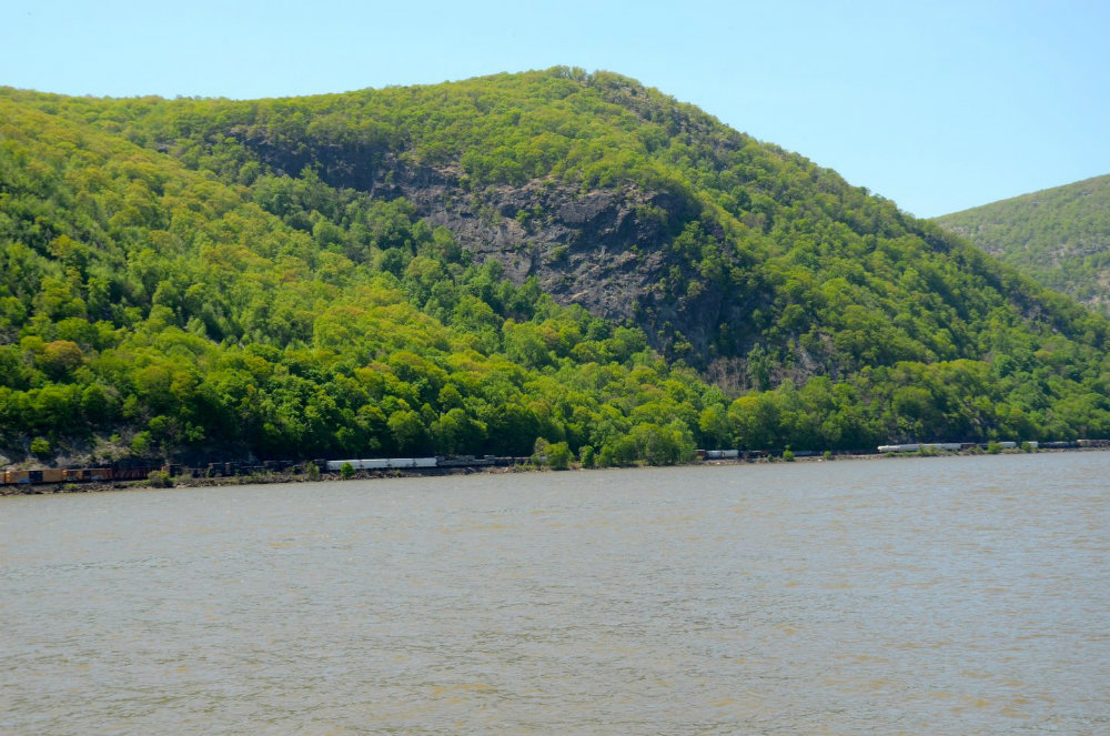 Watching the train go by along the Hudson River in Cold Spring, NY.