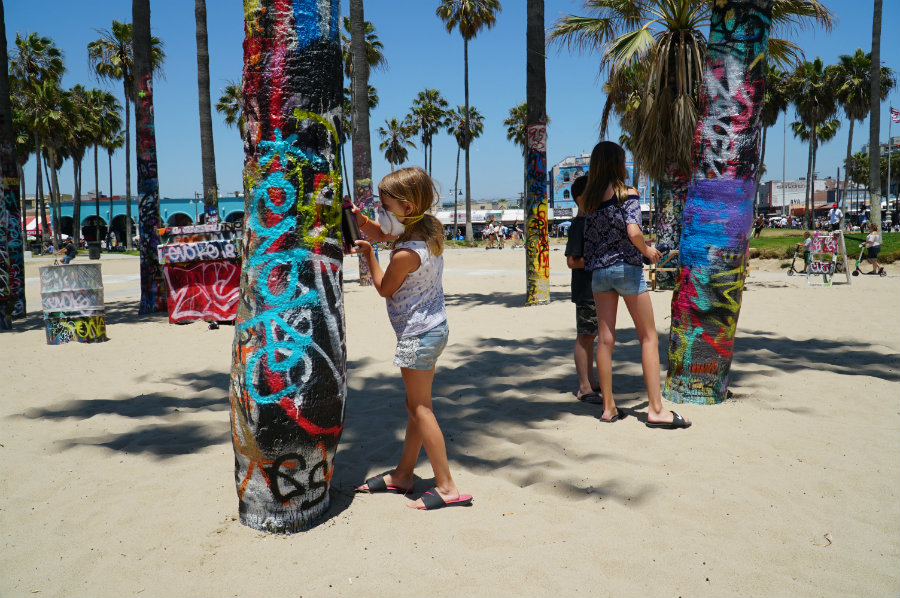 Spray painting at the Venice Art Walls