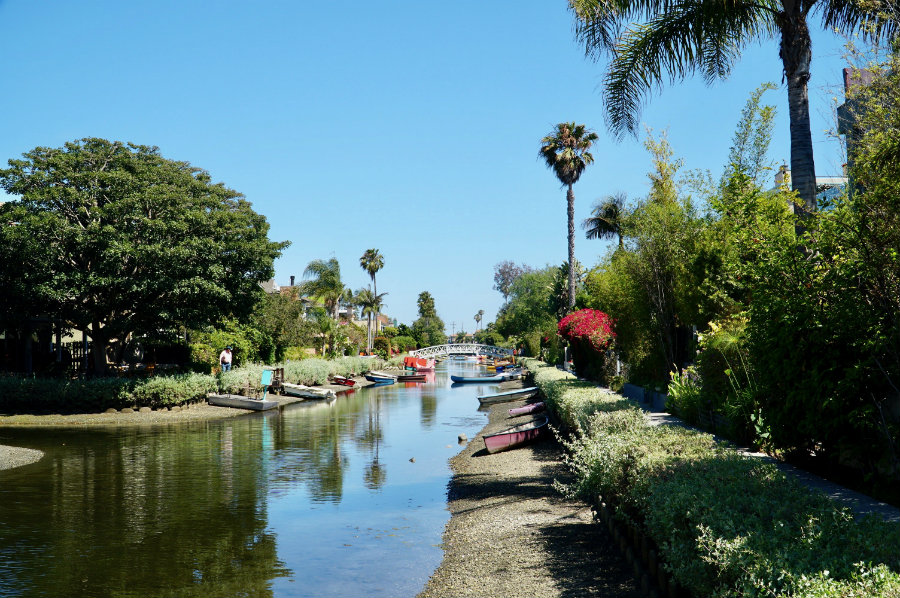 Walking along the Venice Canals in Venice Beach, CA