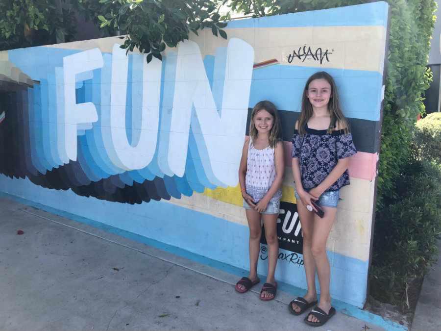 Checking out the wall murals in Abbot Kinney in Venice