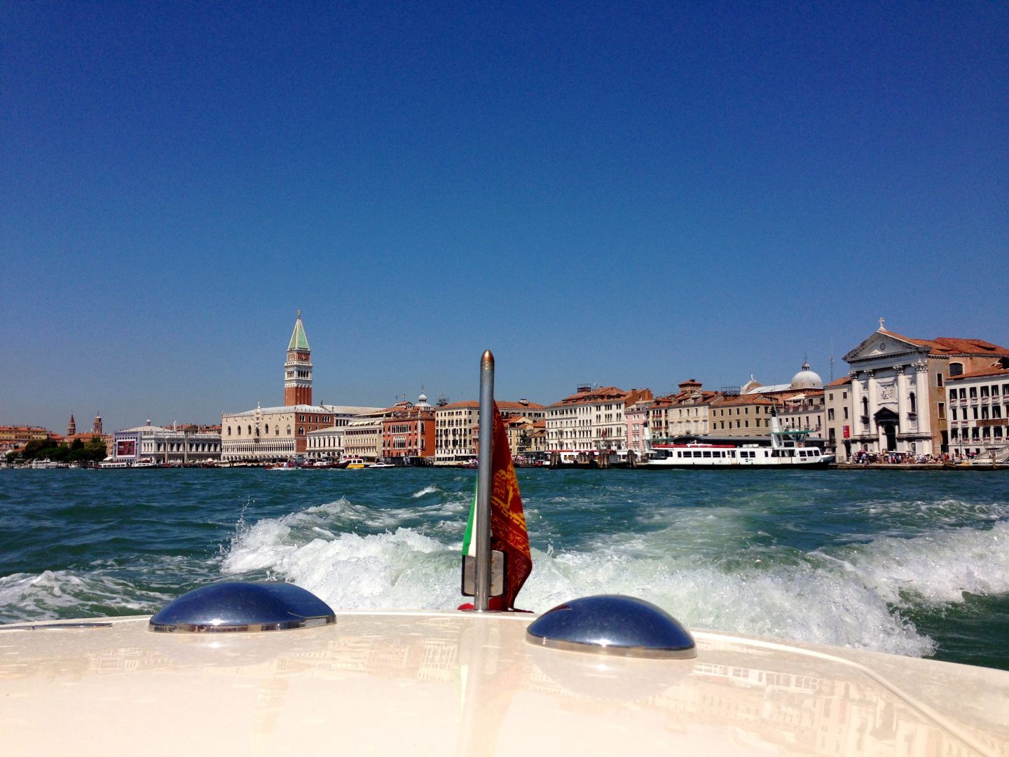 Taking a boat ride in Venice, Italy.