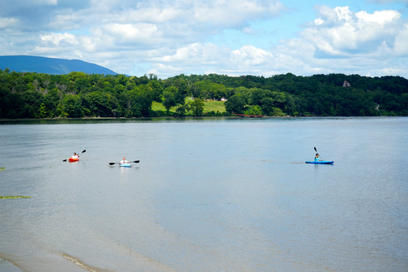 Kayaking on the Hudson River at the Saugerties Lighthouse.