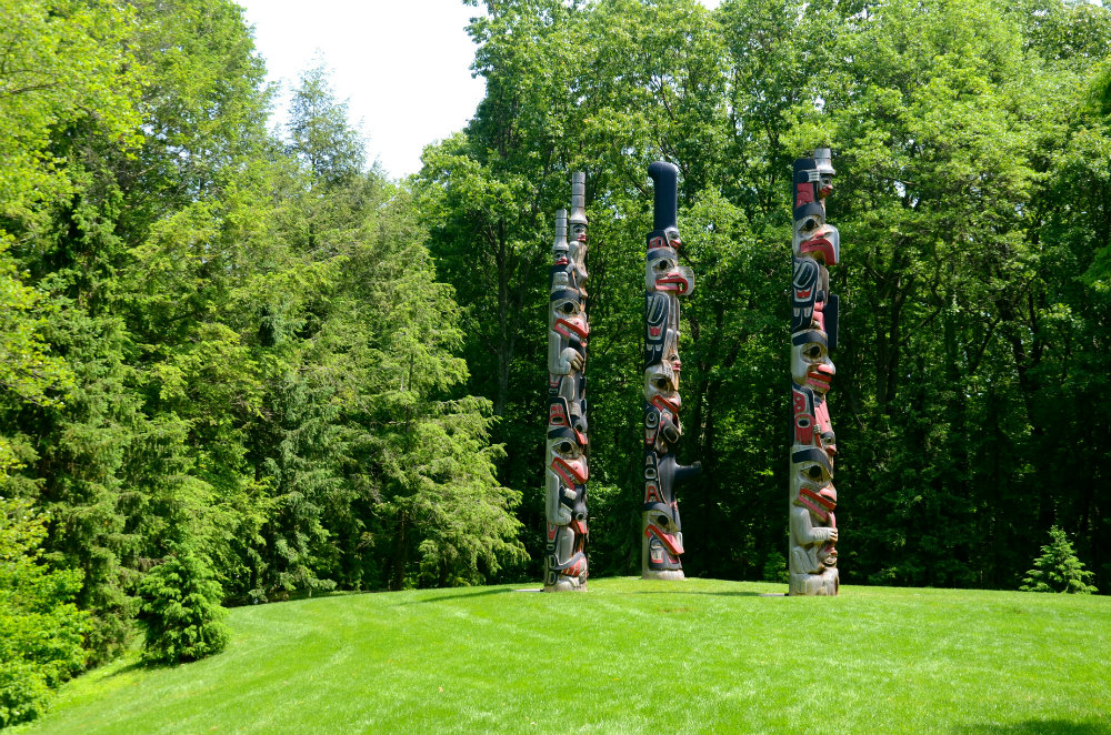 Looking at sculptures at Westchester's art sanctuary.
