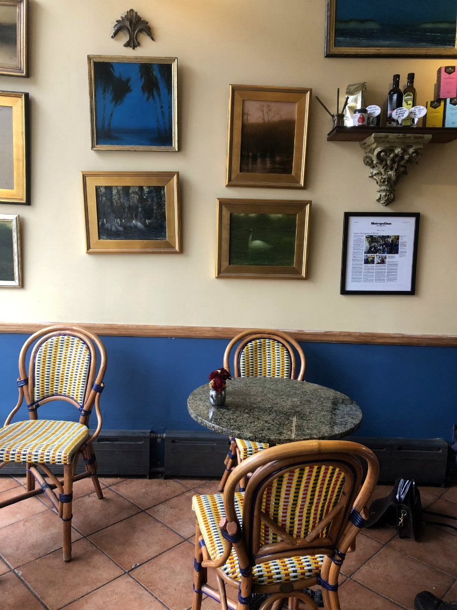 Ordering breakfast at Bradley's Cafe in Larchmont, NY.
