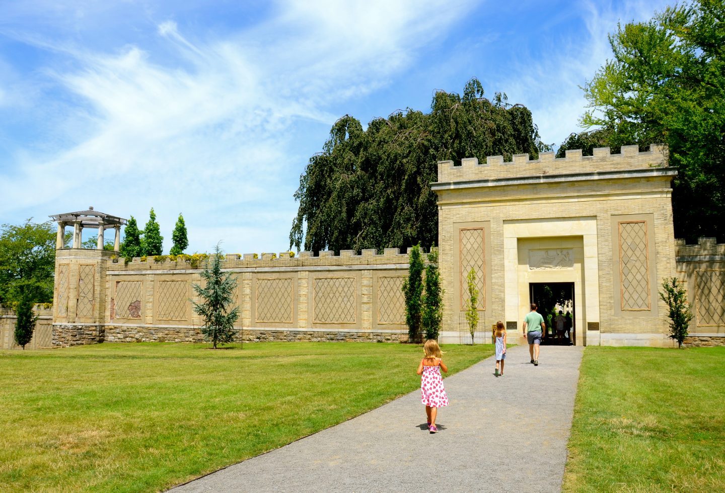 Walking into the entrance of Untermyer Park and Gardens.