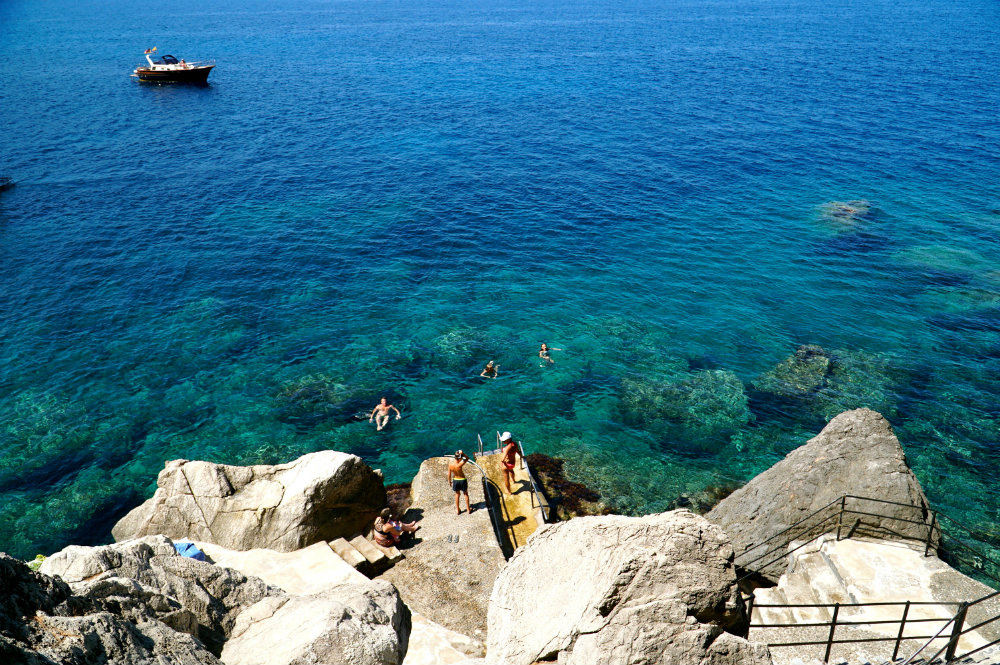 Swimming in a cove in Western Mallorca.