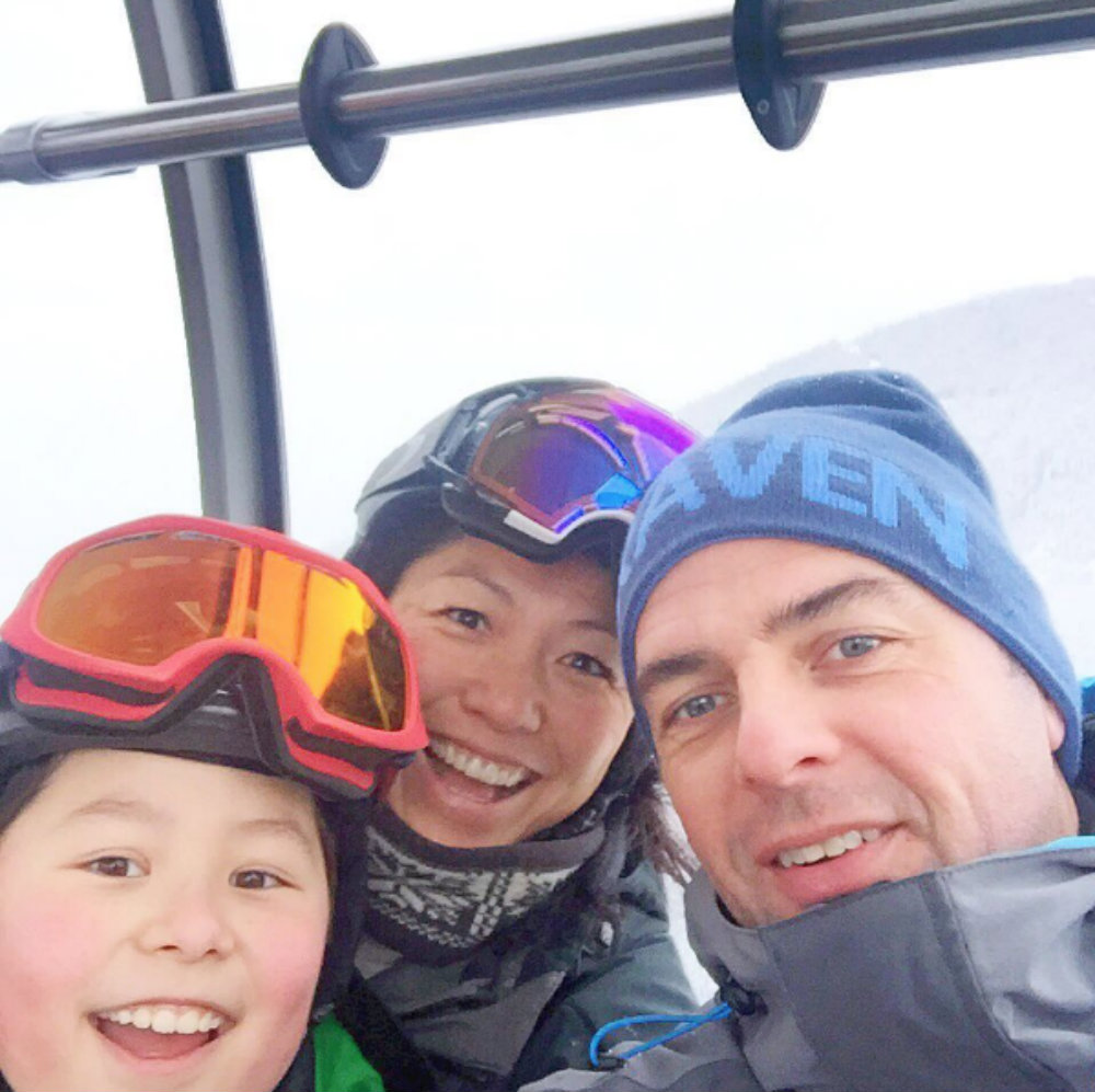 Family ski vacation at Whistler ski mountain in Canada.