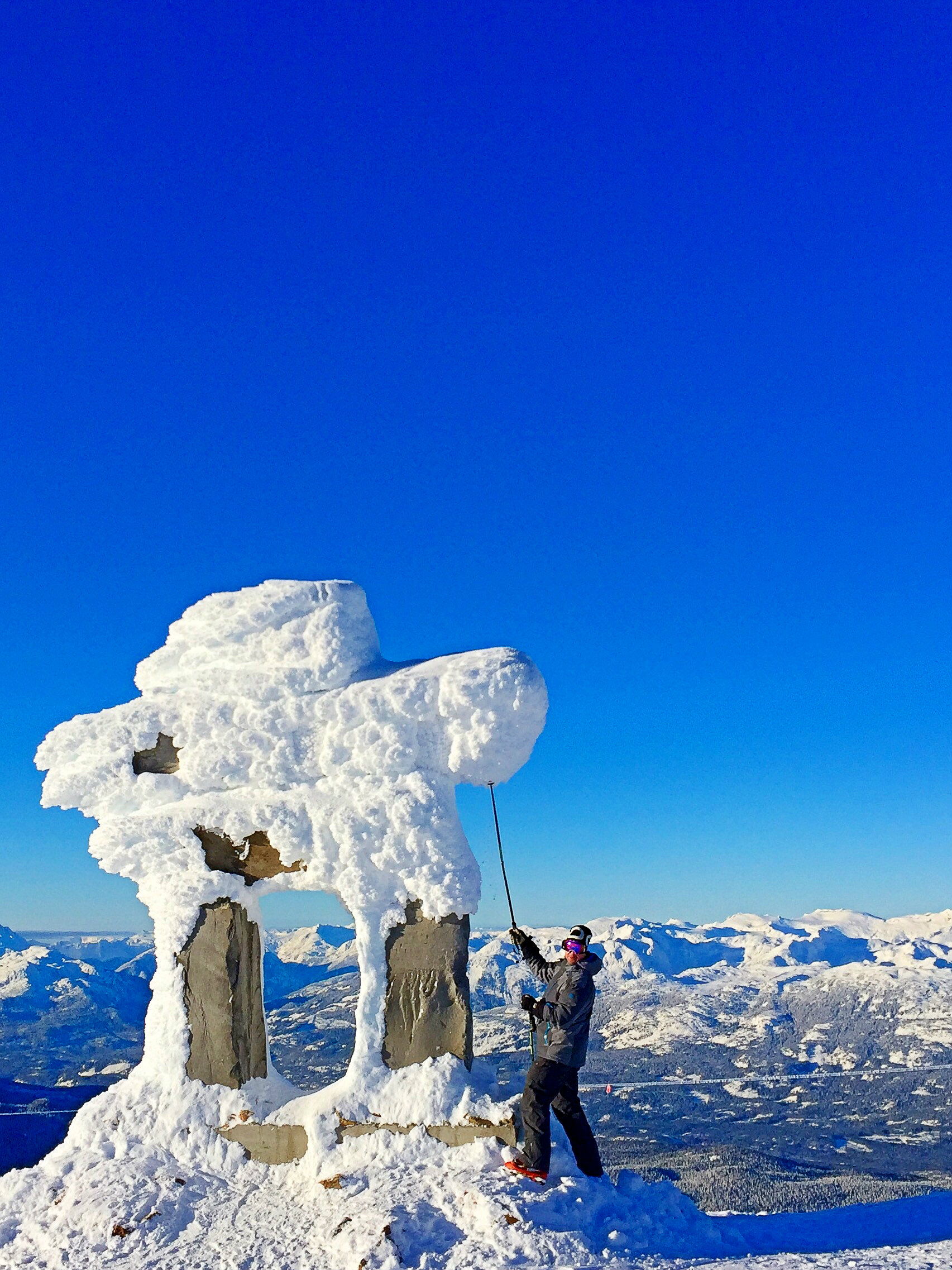 Snow structure atop Whistler mountain in Canada.