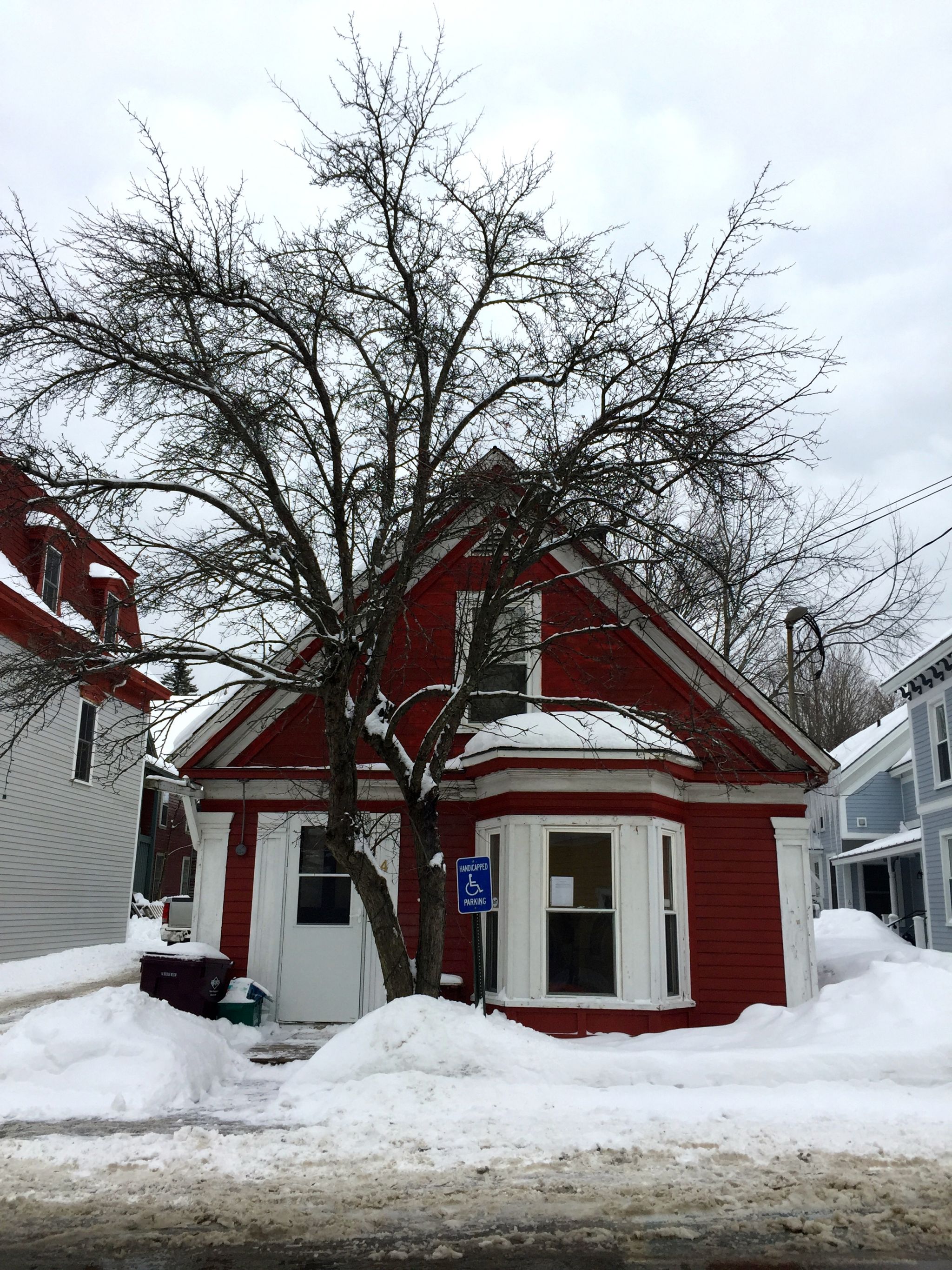 Snow covered house in Wilmington Vermont